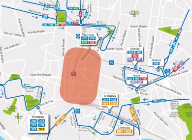 VARIOUS LINES - ROUTE CHANGE - MAY 1ST CELEBRATIONS - DOWNTOWN PORTO